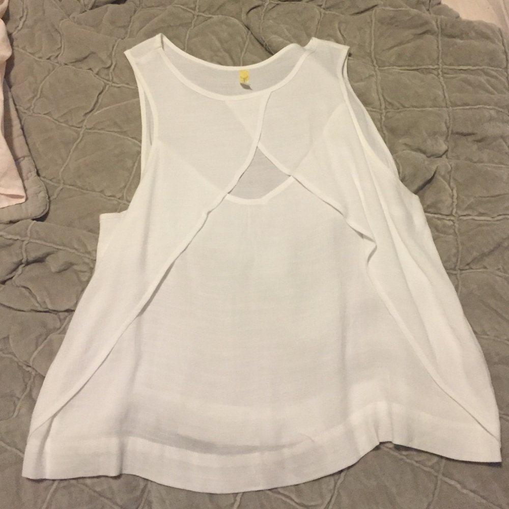 Free People White Overlay Tank Top